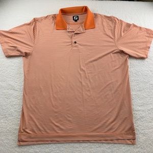 FootJoy Men's Polo Shirt Short Sleeves XL Orange stripes Embroidered FJ